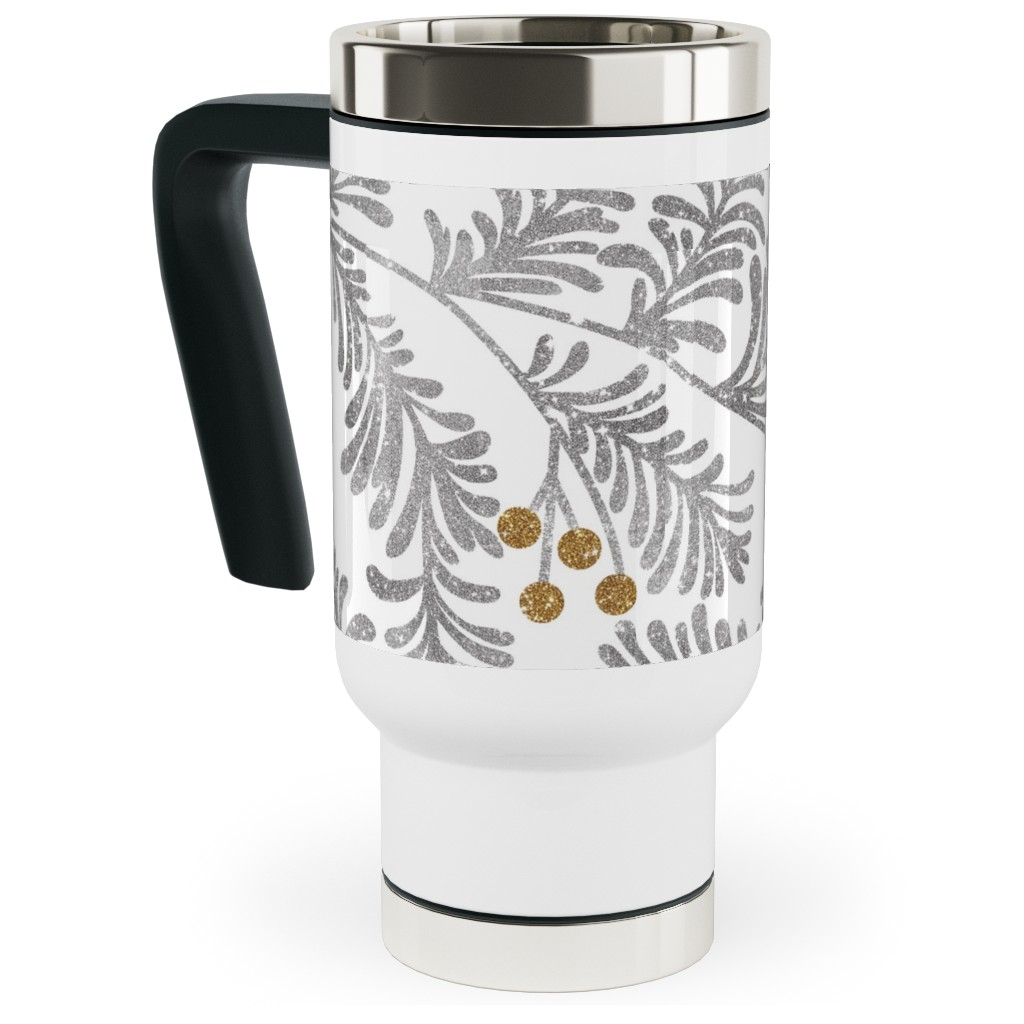 Winter Branches Travel Mug with Handle, 17oz, Gray, Smoke