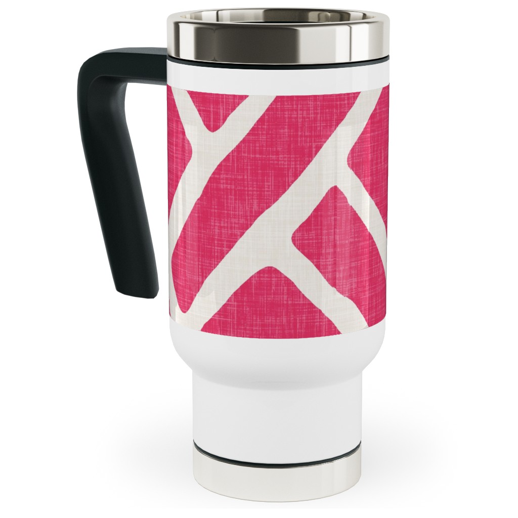 Savannah Trellis Travel Mug with Handle, 17oz, Pink