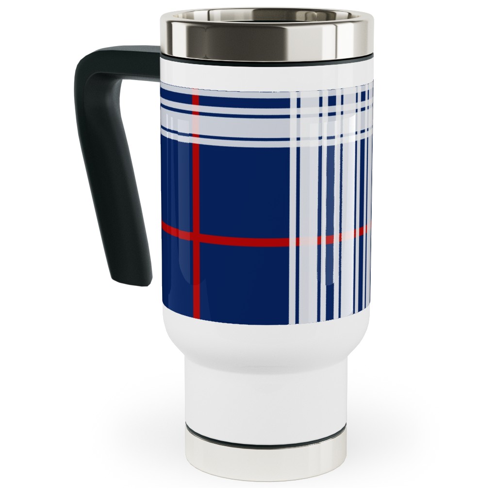 Myrtle Beach Tartan - Multi Travel Mug with Handle, 17oz, Blue, True Blue