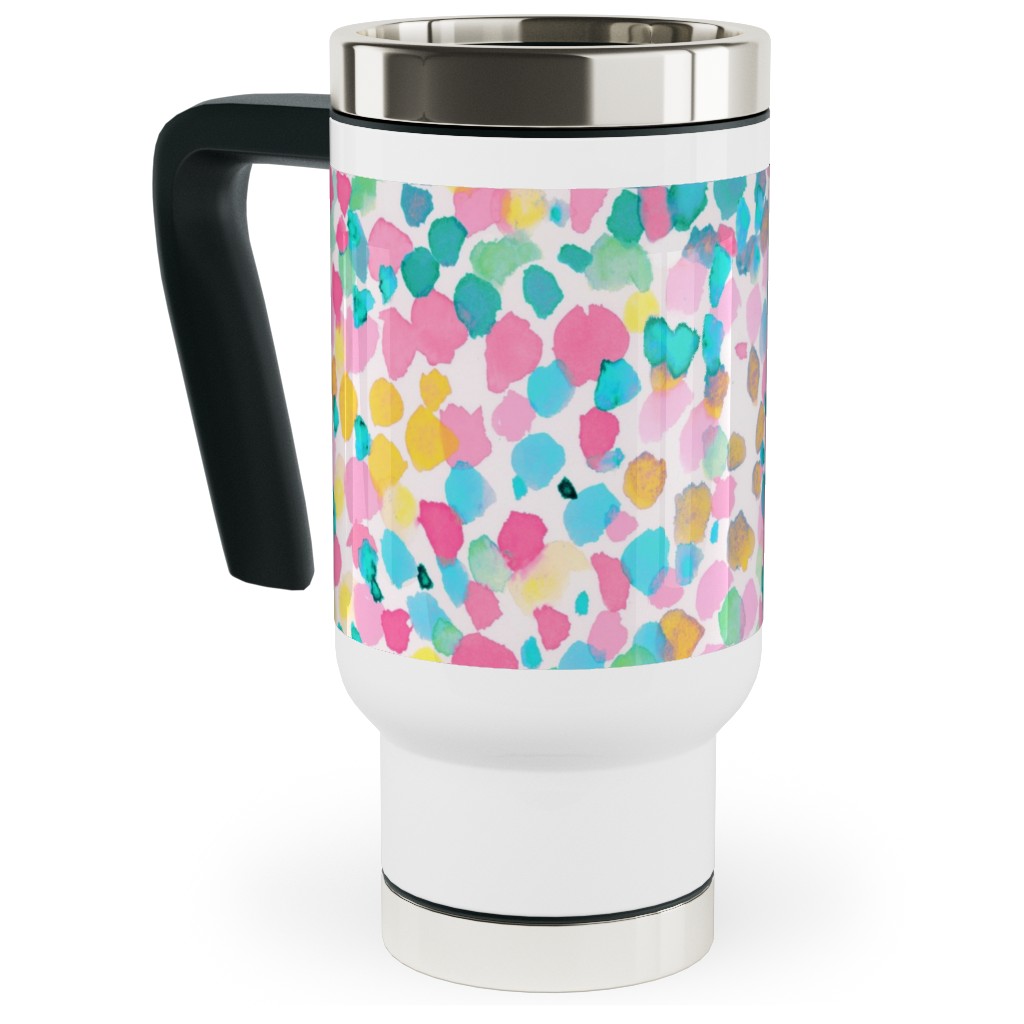 Lighthearted Summer Travel Mug with Handle, 17oz, Multicolor