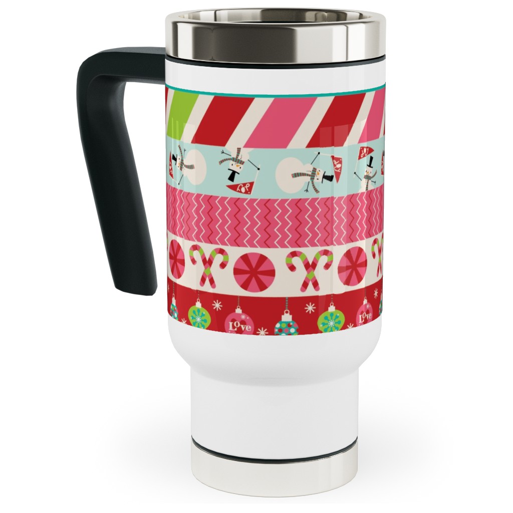 Washi Christmas Travel Mug with Handle, 17oz, Multicolor
