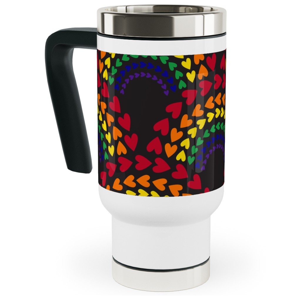 Rainbow Love Travel Mug with Handle, 17oz, Multicolor