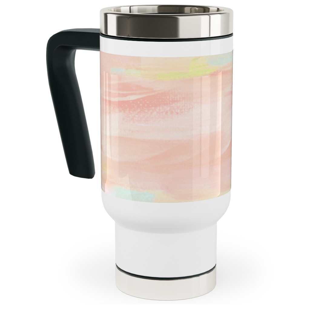 Paint Dabs - Peach Travel Mug with Handle, 17oz, Pink