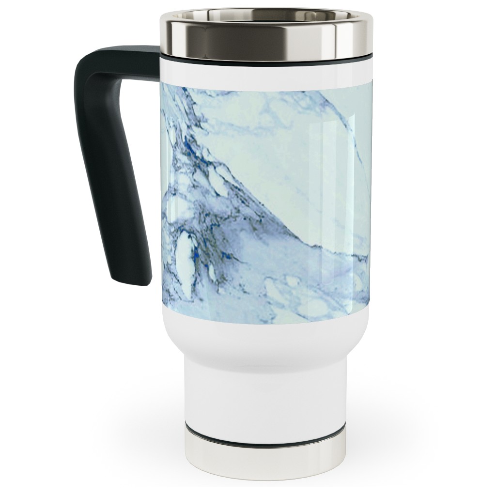 Marble - Blue Travel Mug with Handle, 17oz, Blue