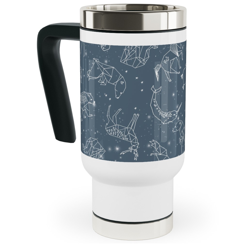 Animal Constellations - Blue Travel Mug with Handle, 17oz, Blue