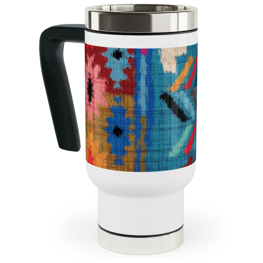Kilim Ikat - Multi Travel Mug with Handle, 17oz, Multicolor