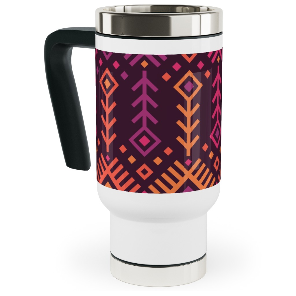Kilim Sunset - Warm Travel Mug with Handle, 17oz, Multicolor