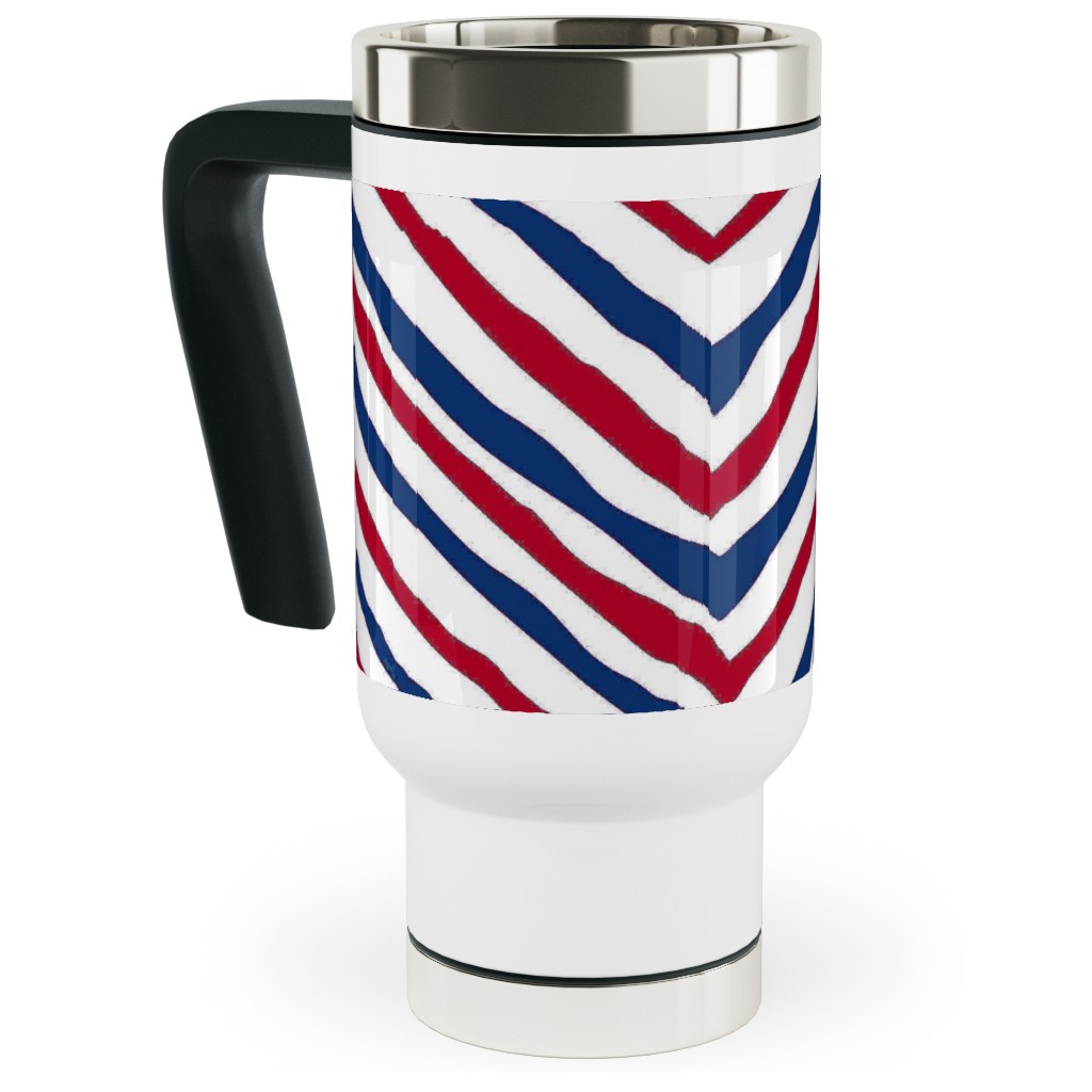 Patriots Chevron Zig Zag - Navy, Red Travel Mug with Handle, 17oz, Multicolor