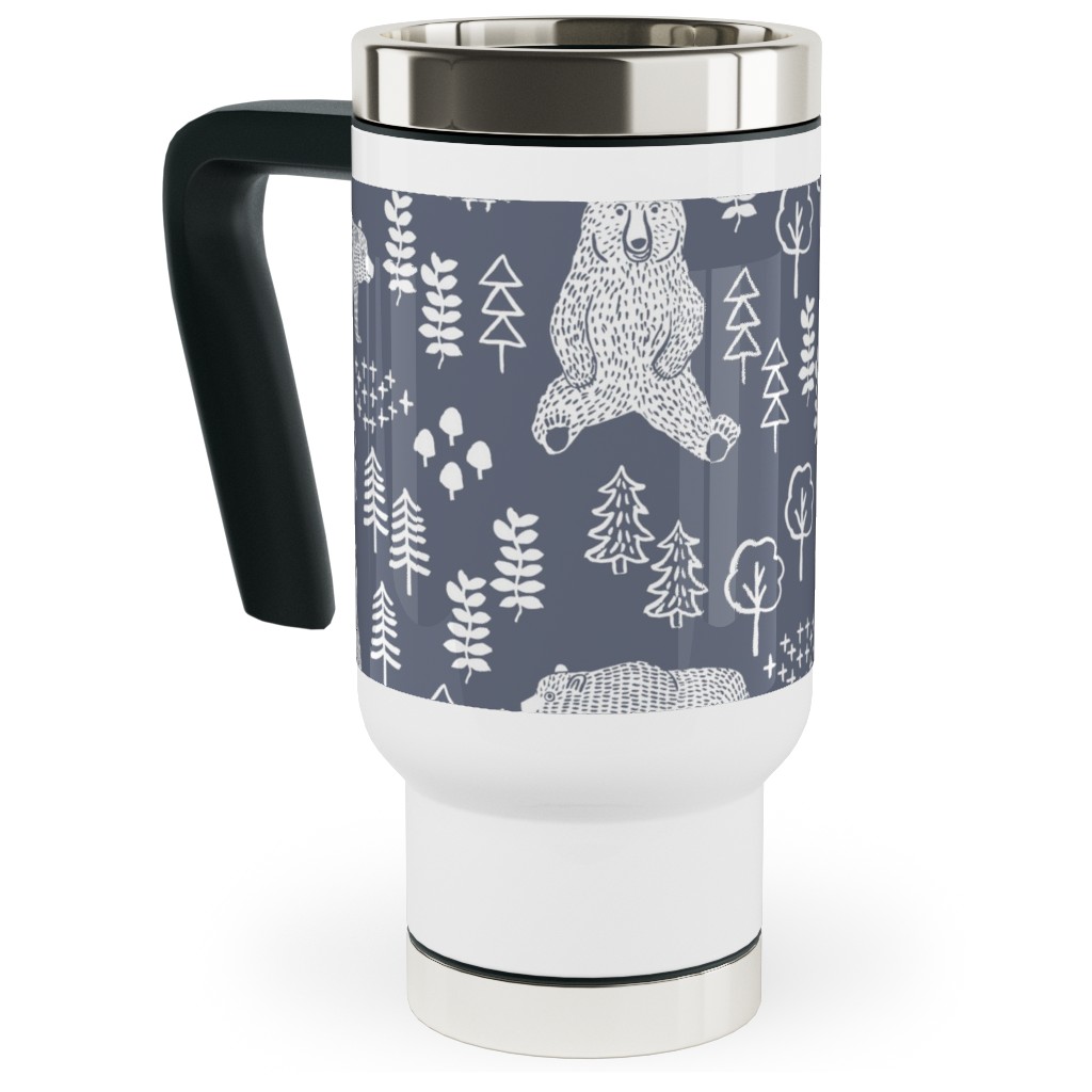 Woodland Bear Travel Mug with Handle, 17oz, Gray, Gray
