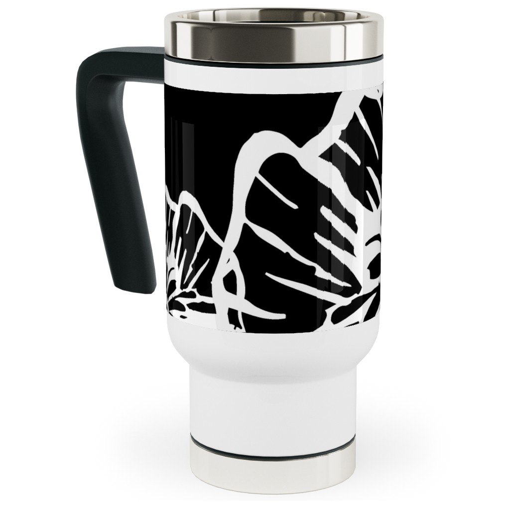 Poppy Arty Travel Mug with Handle, 17oz, Black