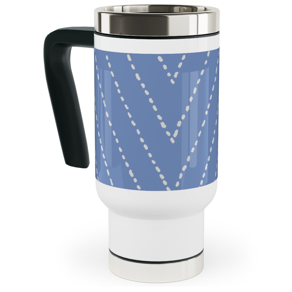 Painted Diamond Dash Travel Mug with Handle, 17oz, Blue, Periwinkle