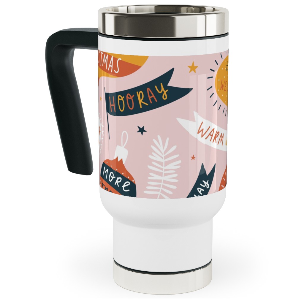 Seasons Greetings Travel Mug with Handle, 17oz, Multicolor