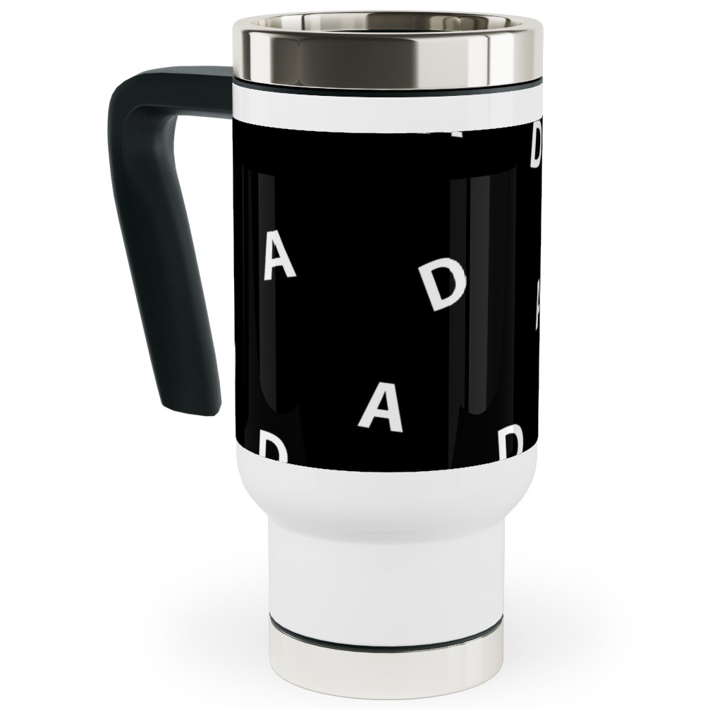 Sweet Dad Typography - Black and White Travel Mug with Handle, 17oz, Black