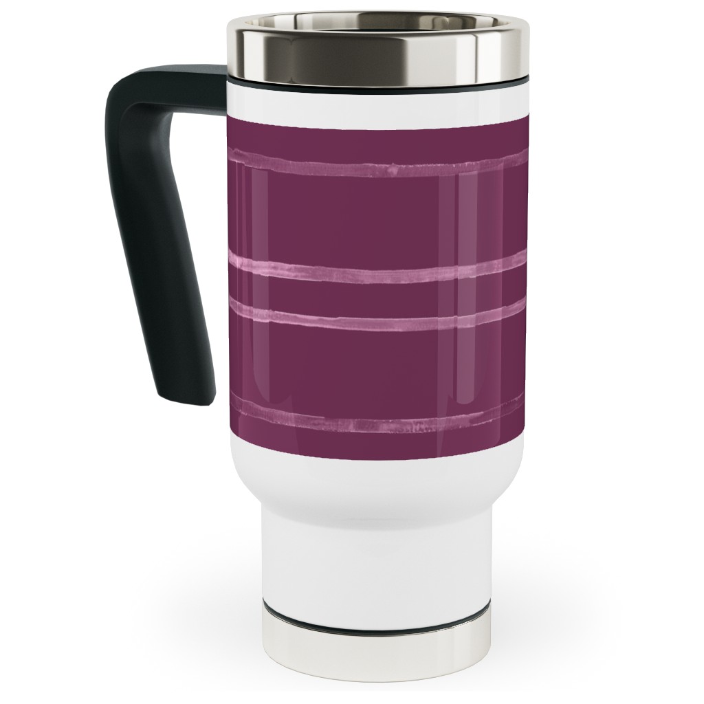 Take Flight Stripe - Rasberry Travel Mug with Handle, 17oz, Purple, Purple