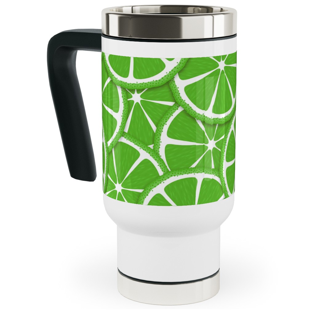 Limes and Lemons Travel Mug with Handle, 17oz, Green, Spring