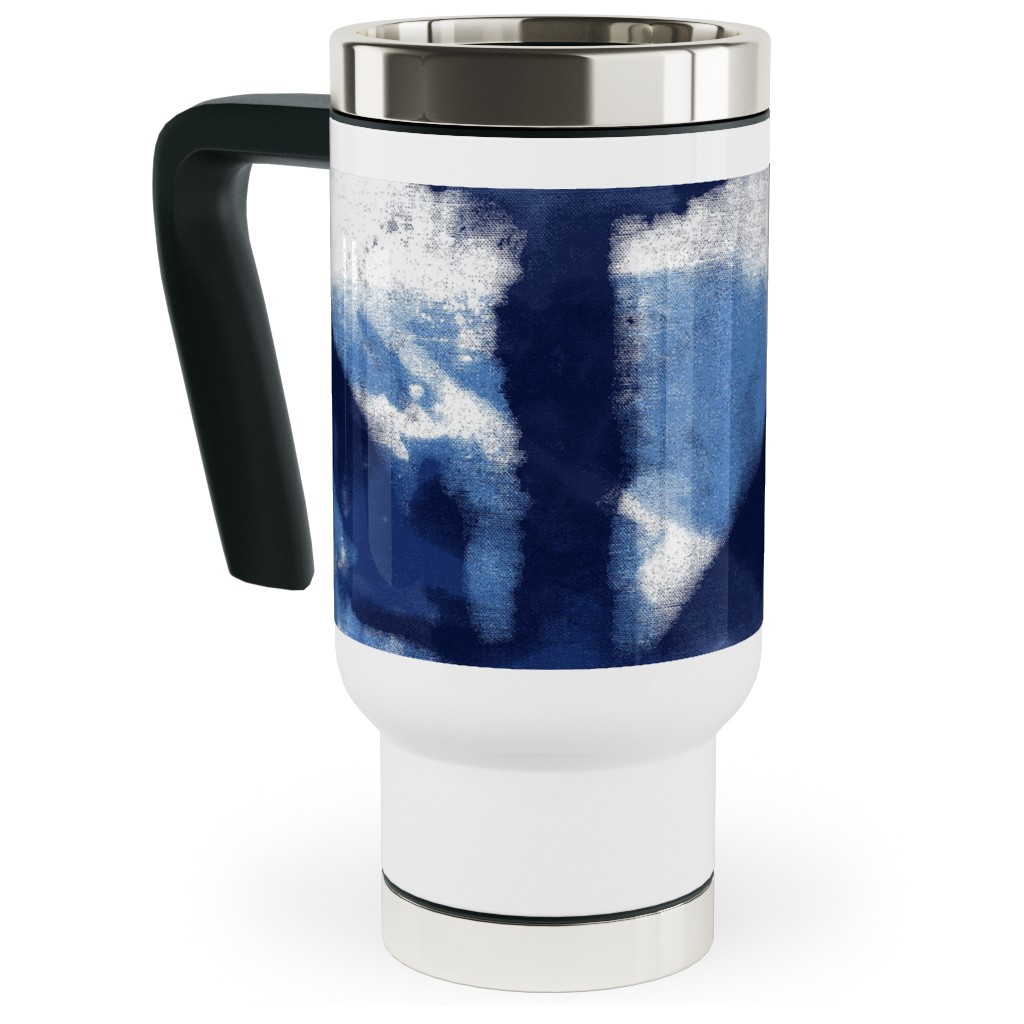 Shibori - Indigo Travel Mug with Handle, 17oz, Blue