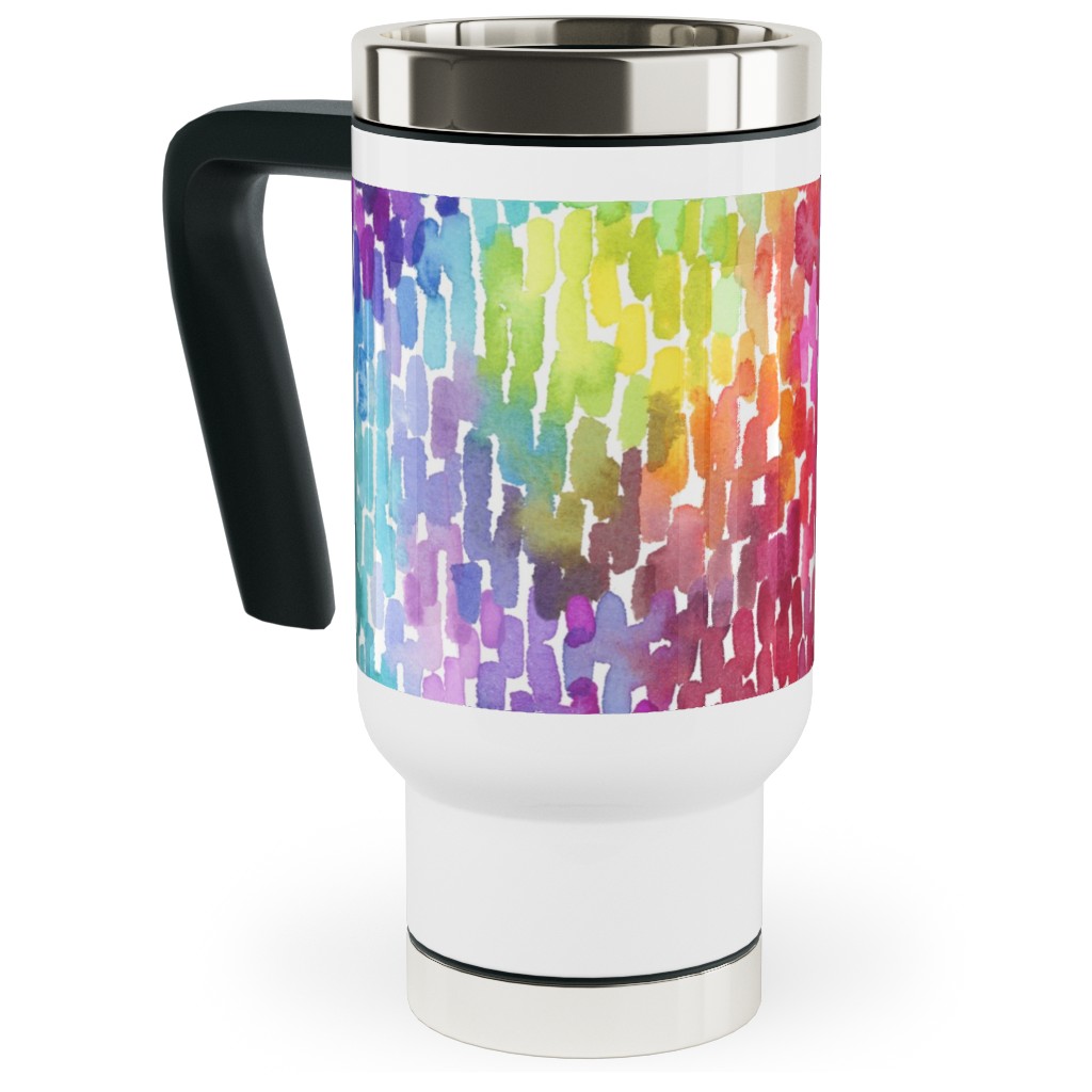 Watercolor Marks - Multi Travel Mug with Handle, 17oz, Multicolor