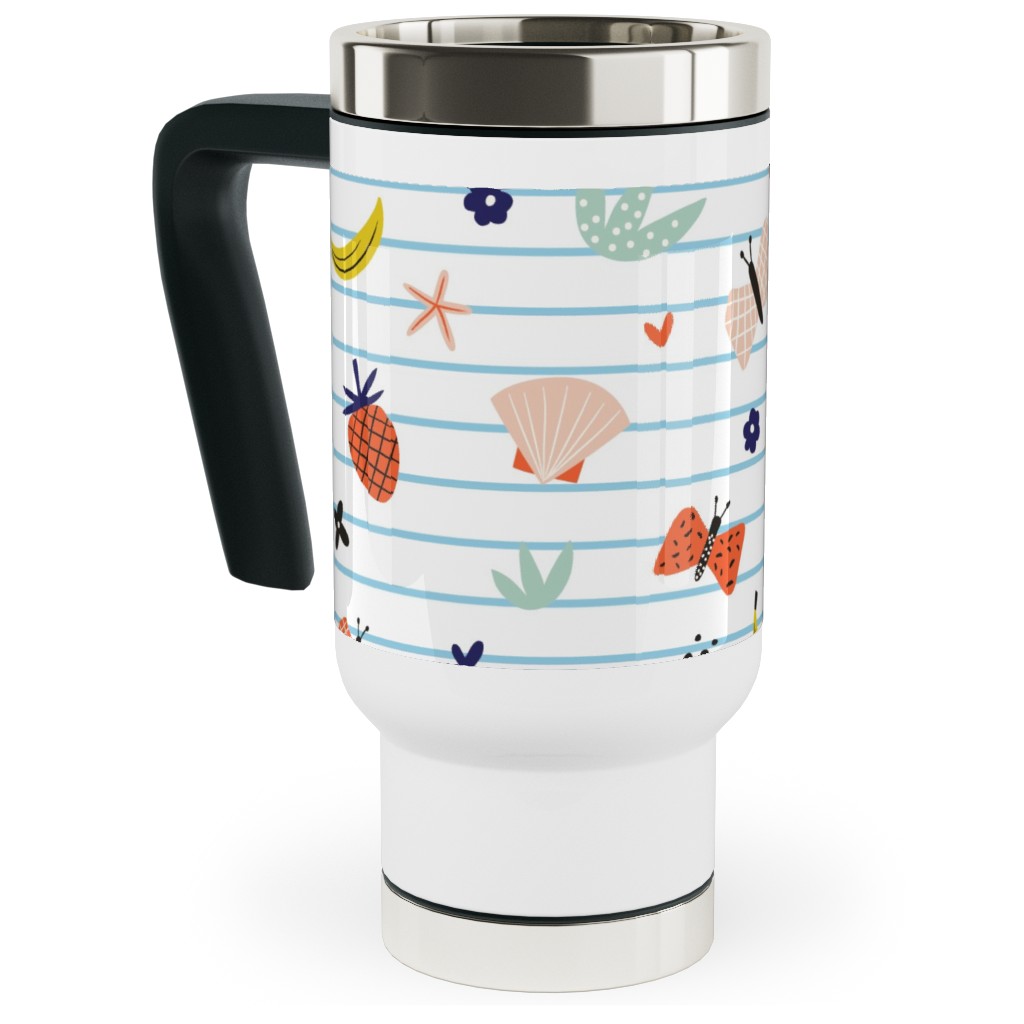 Summer Loving Stripe - Multi Travel Mug with Handle, 17oz, Multicolor