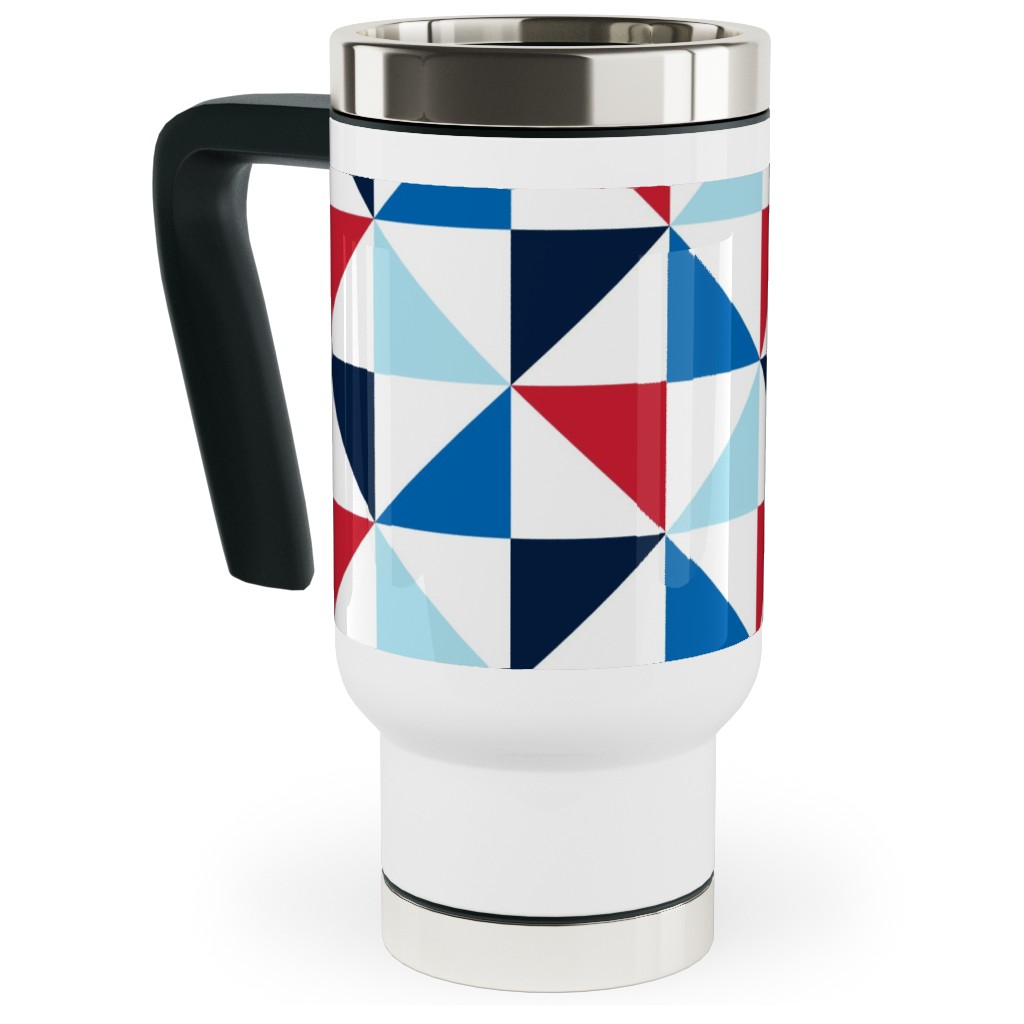 Pinwheels - Multi Travel Mug with Handle, 17oz, Blue