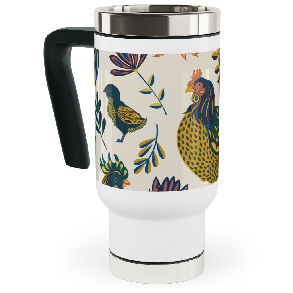 French Farm - Multi Travel Mug with Handle, 17oz, Multicolor