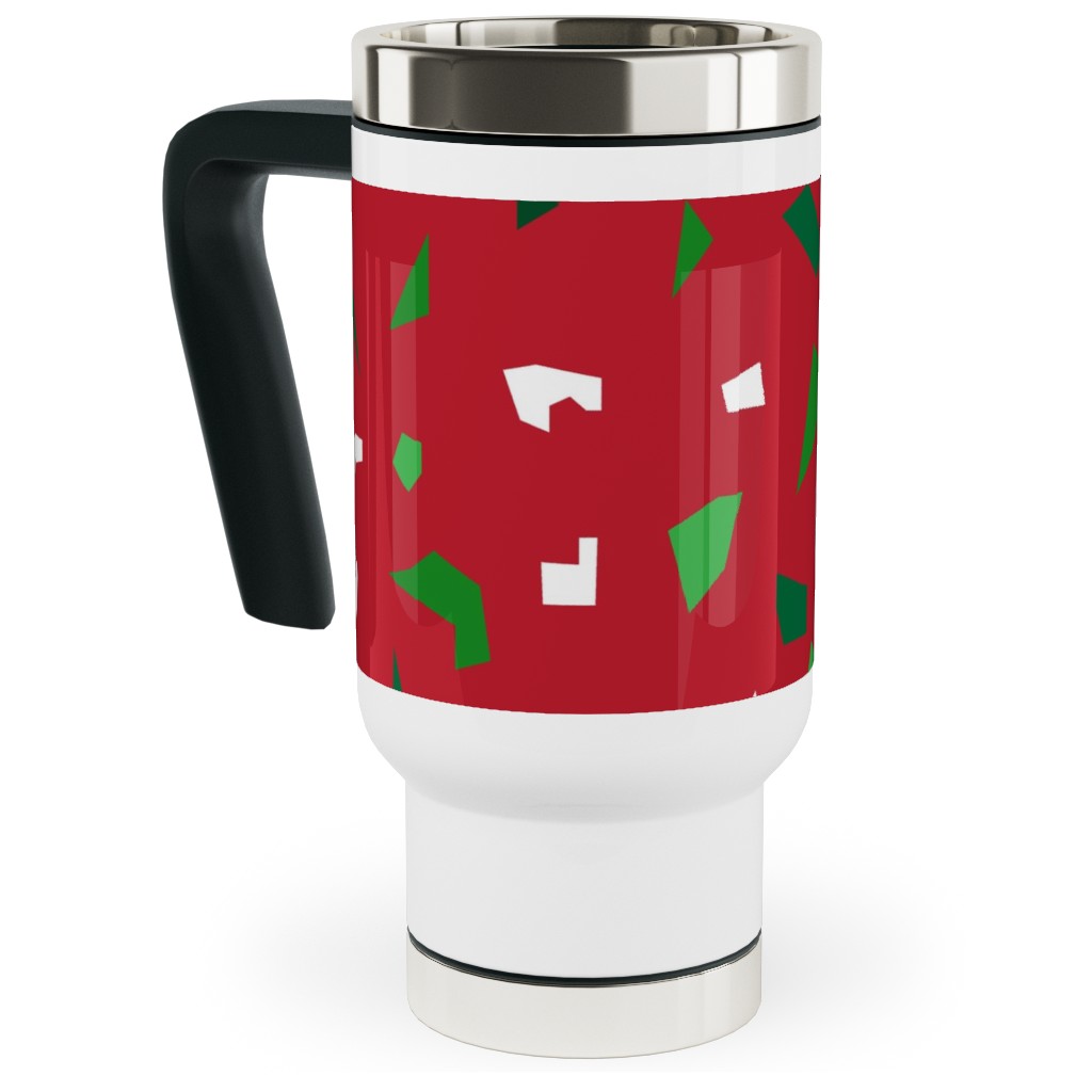 Christmas Terrazzo Travel Mug with Handle, 17oz, Red, Red