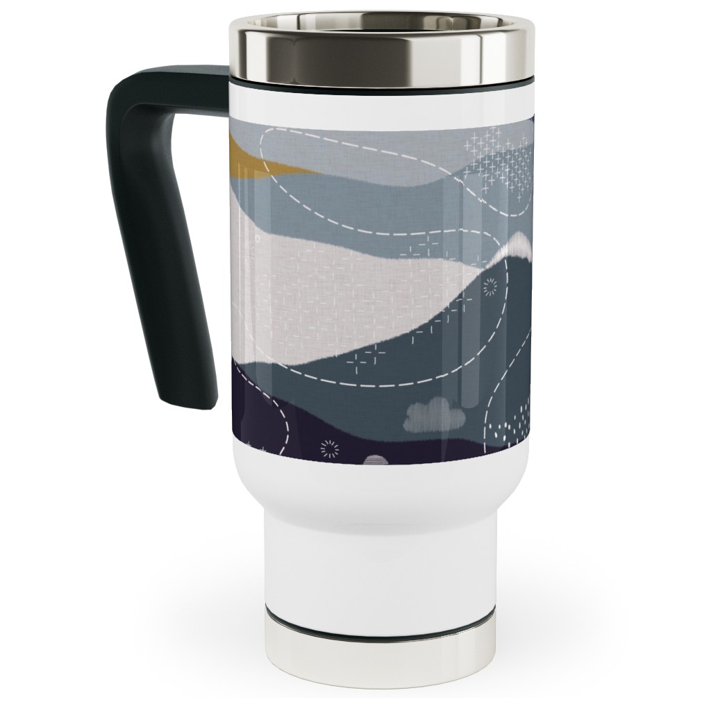 Ever Blue Mountains - Multi Travel Mug with Handle, 17oz, Blue, True Blue