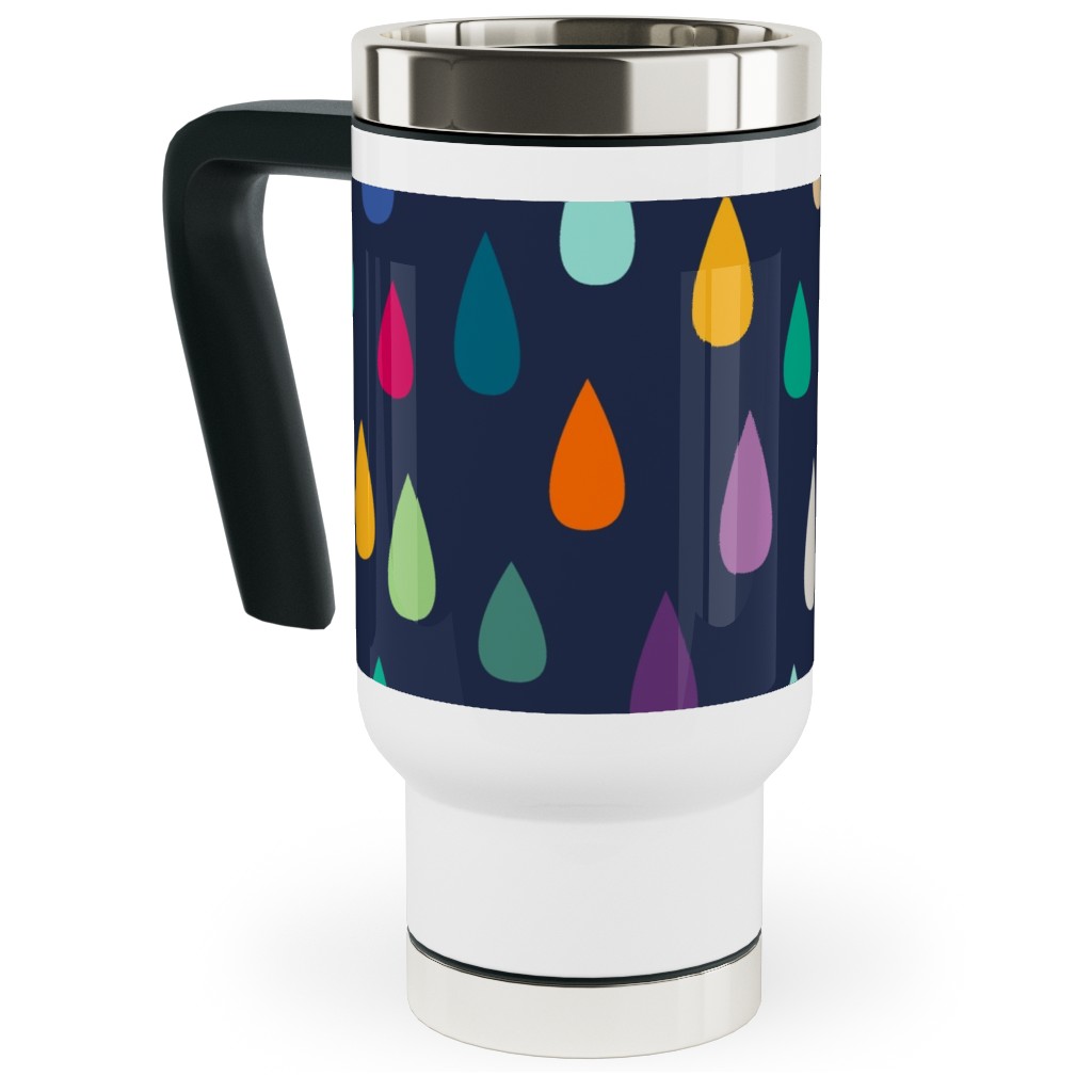Raindrops - Multi Travel Mug with Handle, 17oz, Multicolor