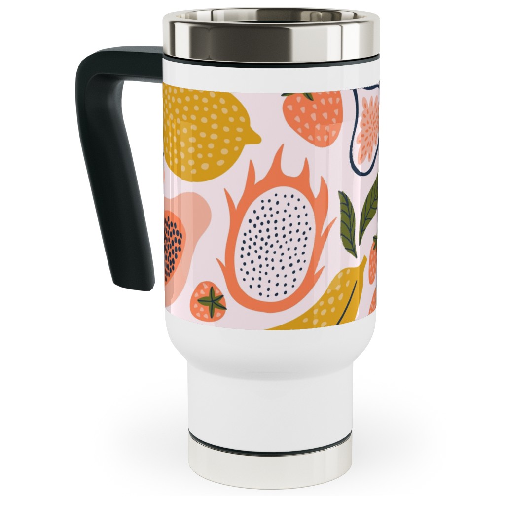 Summer Fruits - Orange Travel Mug with Handle, 17oz, Orange, Orange