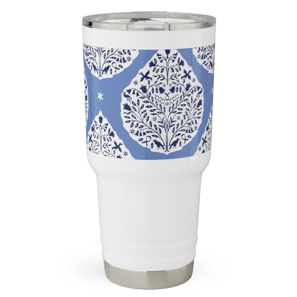 Conway Paisley - Cobalt and Navy Travel Tumbler, 30oz, Blue