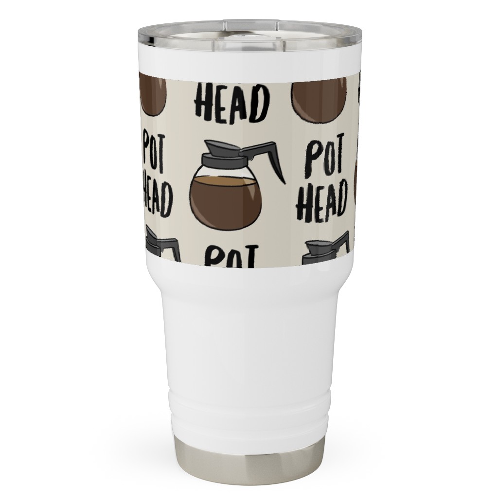 Coffee Pots - Beige Travel Tumbler, 30oz, Brown