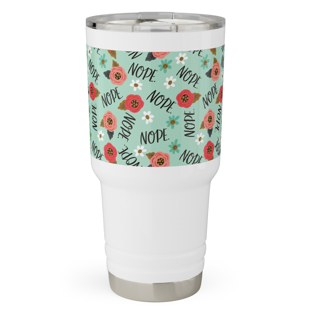 Pretty Nope - Floral - Blue Travel Tumbler, 30oz, Blue, True Blue