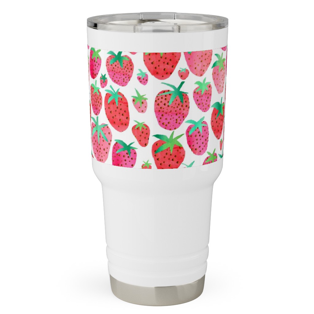 Strawberries - Pink Travel Tumbler, 30oz, Pink, Bright Pink