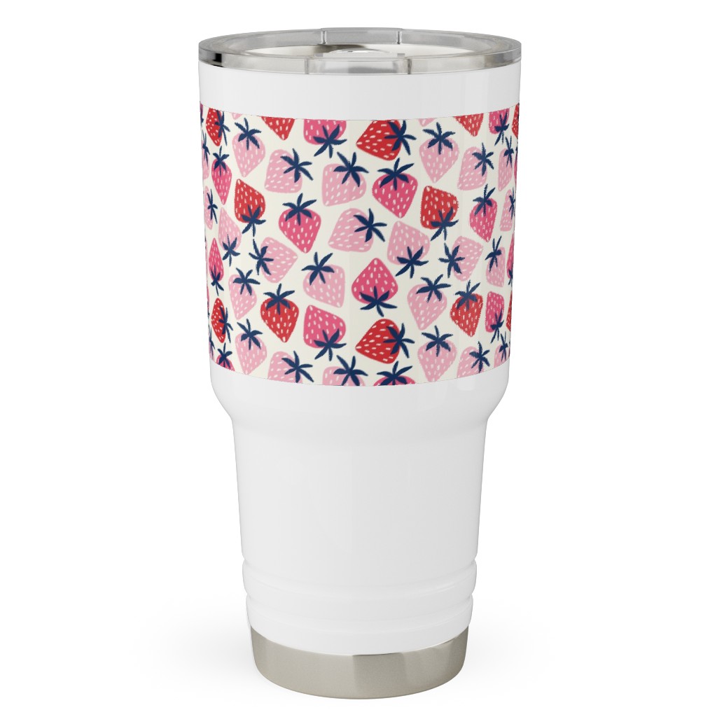 Strawberries - Pink and Red Travel Tumbler, 30oz, Pink, Bright Pink