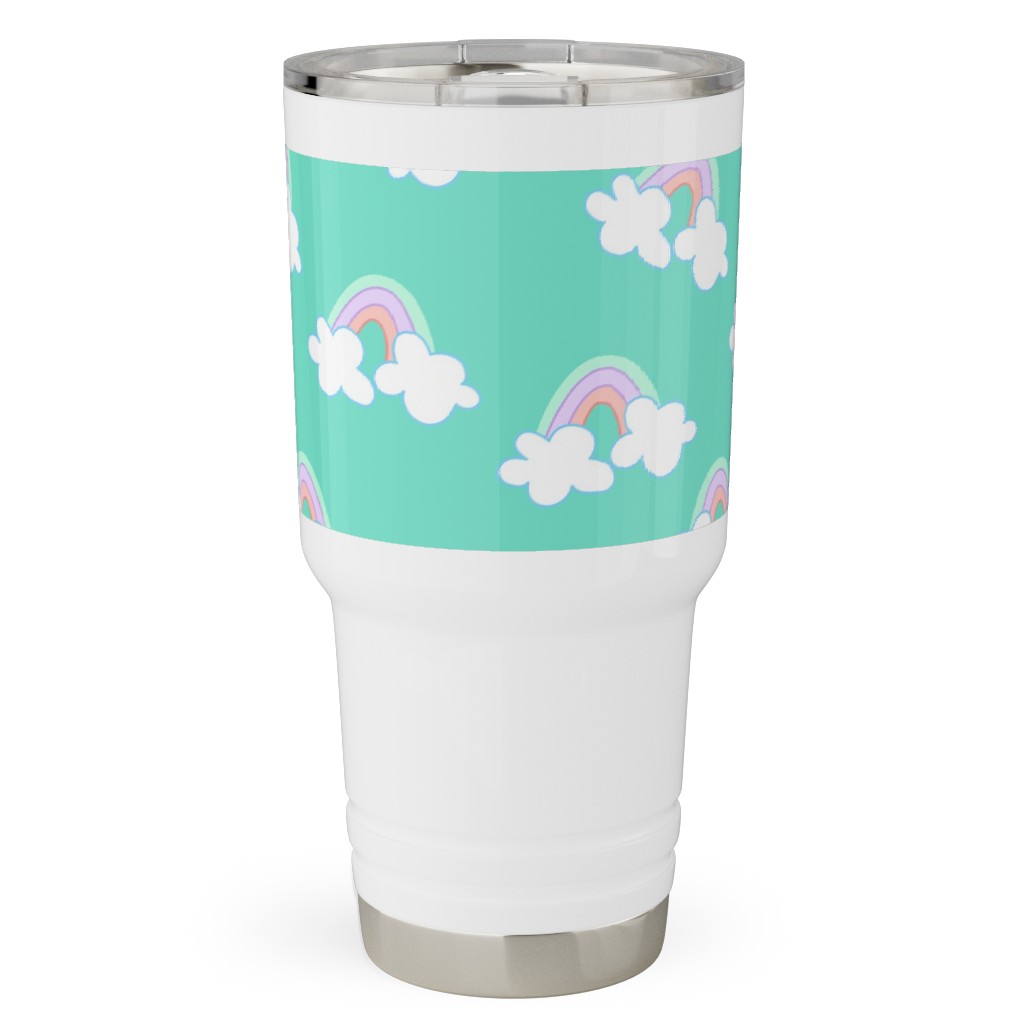 Nicola Unicorn Rainbows Travel Tumbler, 30oz, Green, Boardwalk