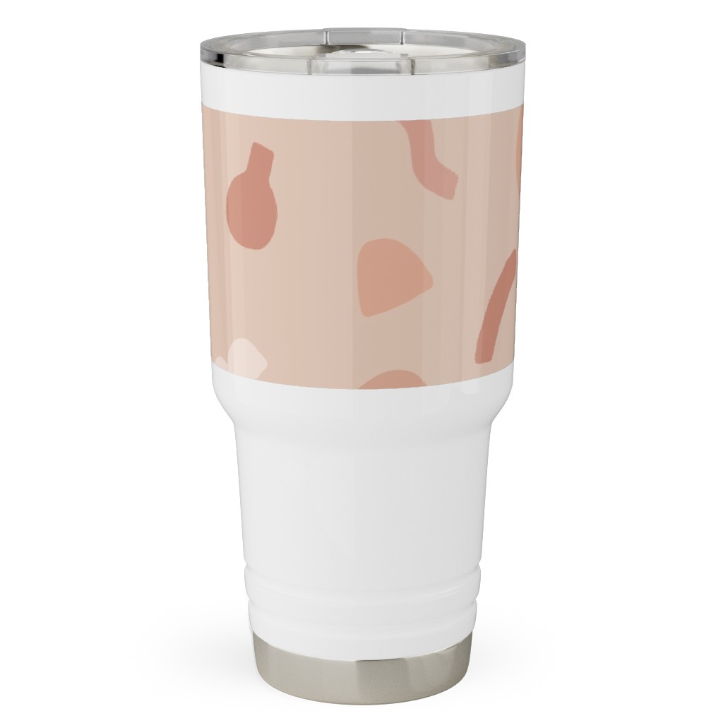 Organic Cut Shapes - Pink Clay Travel Tumbler, 30oz, Pink