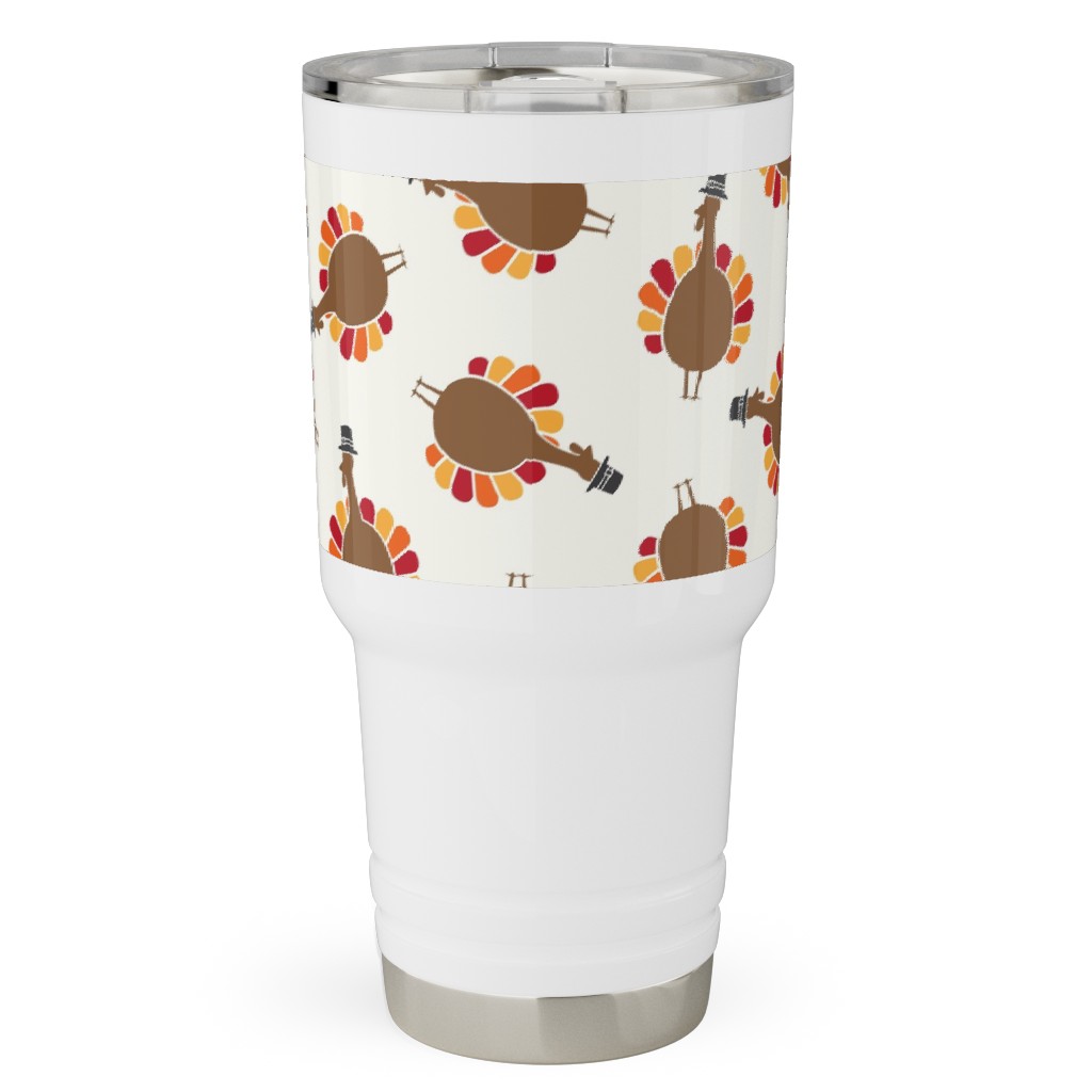 Turkey Toss - Cream Travel Tumbler, 30oz, Brown