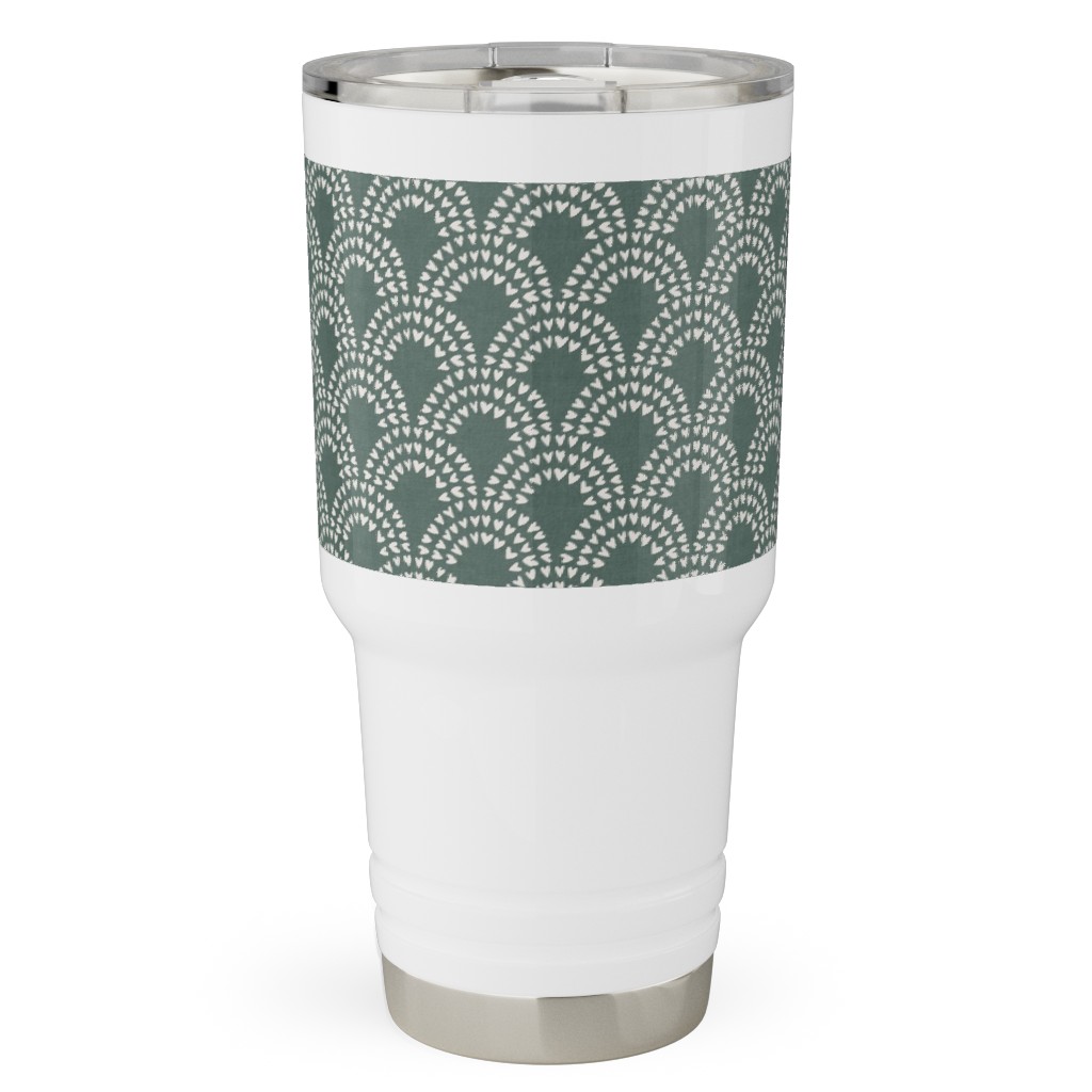 Scalloped Heart Rainbows - Pine Green Travel Tumbler, 30oz, Green