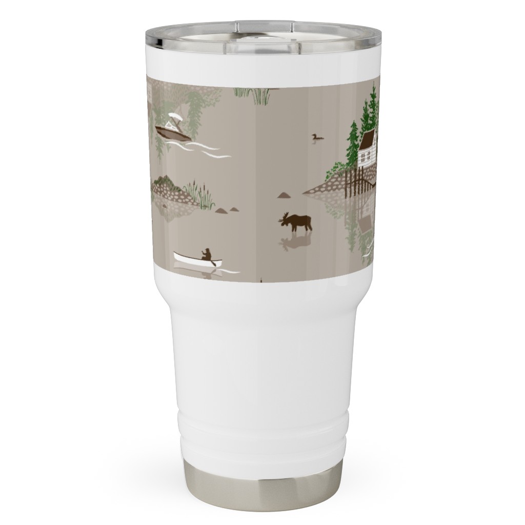 Boating on the Lake - Beige Travel Tumbler, 30oz, Beige, Pearl