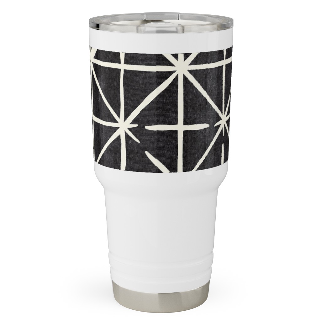Geometric Triangles - Distressed Geometric Travel Tumbler, 30oz, Black, Black