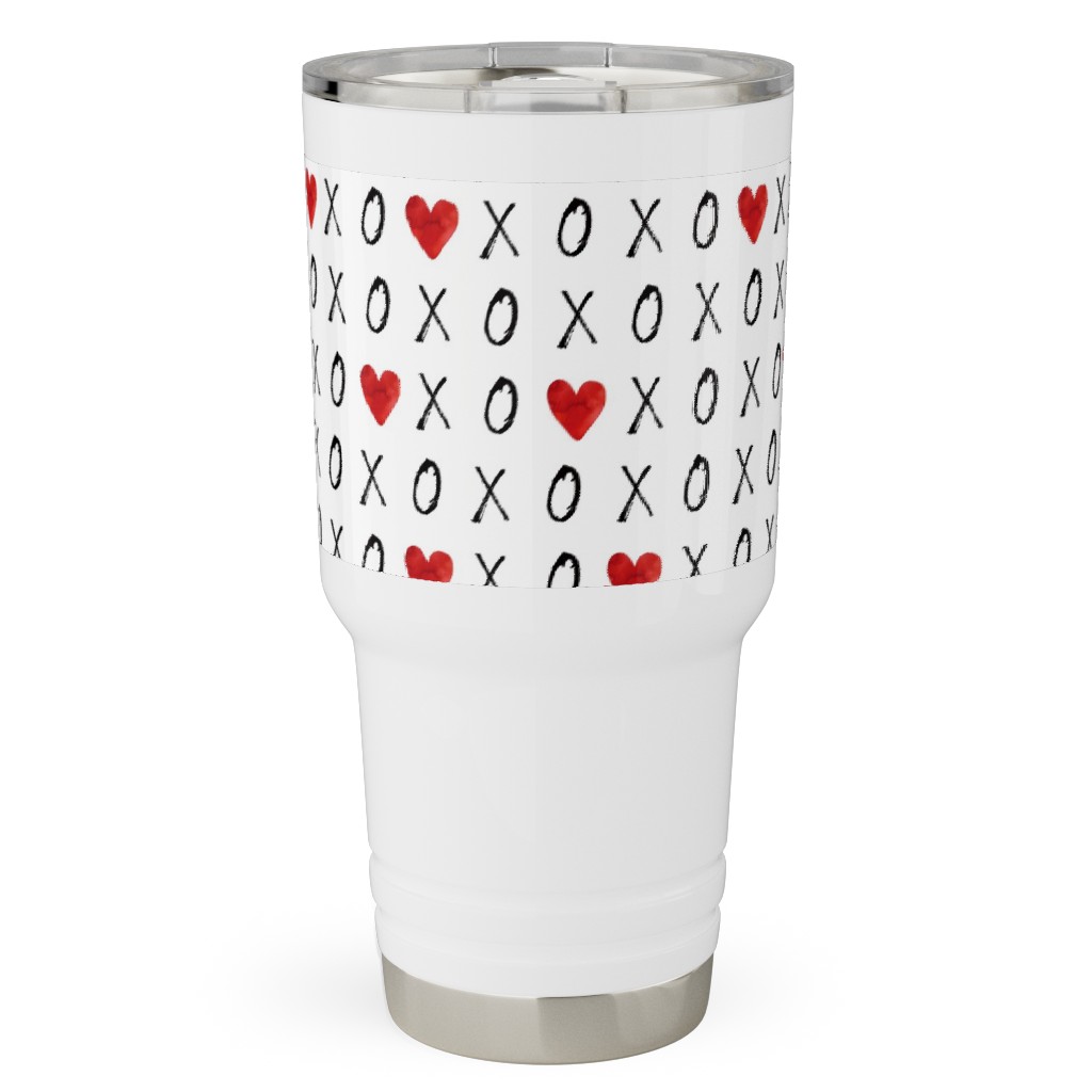 Mini Xoxo With Hearts - White Travel Tumbler, 30oz, Red