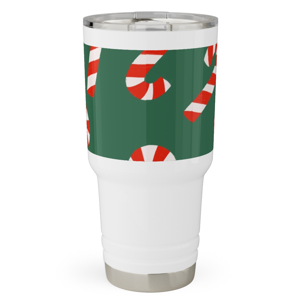 Candy Cane Pattern Travel Tumbler, 30oz, Green, Classic Green