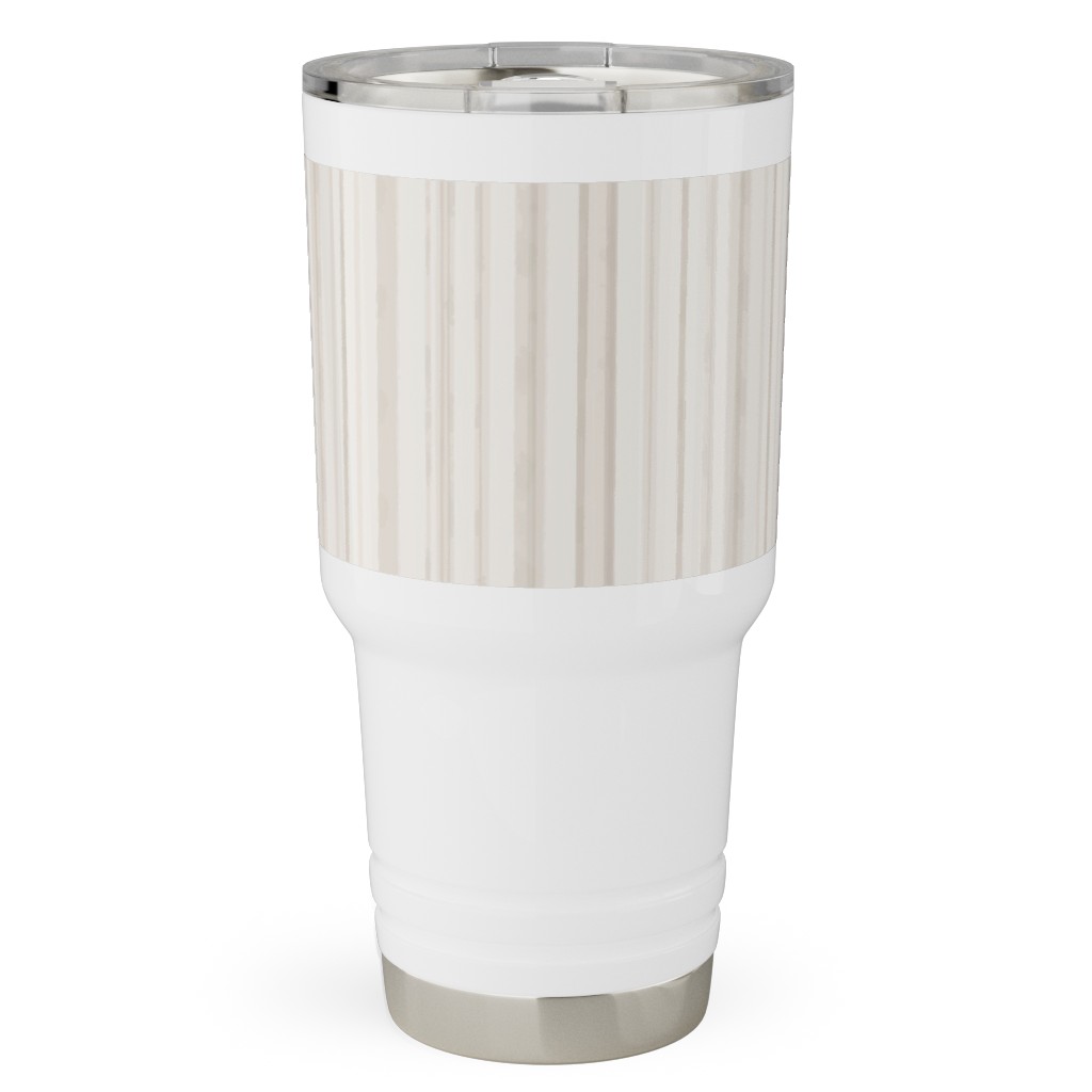 Dreamy Watercolor Stripe Travel Tumbler, 30oz, Beige