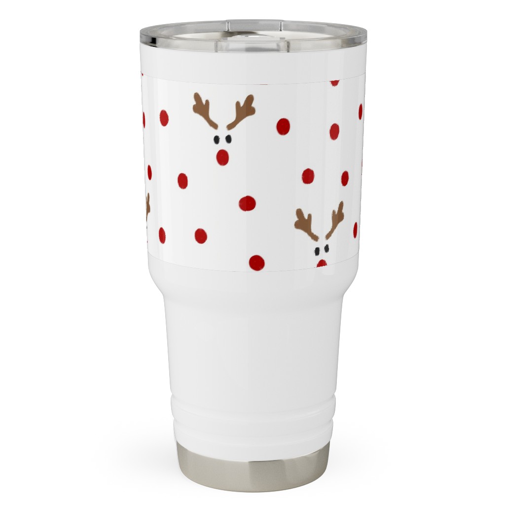 Polkadot Rudolph Travel Tumbler, 30oz, Red, Red