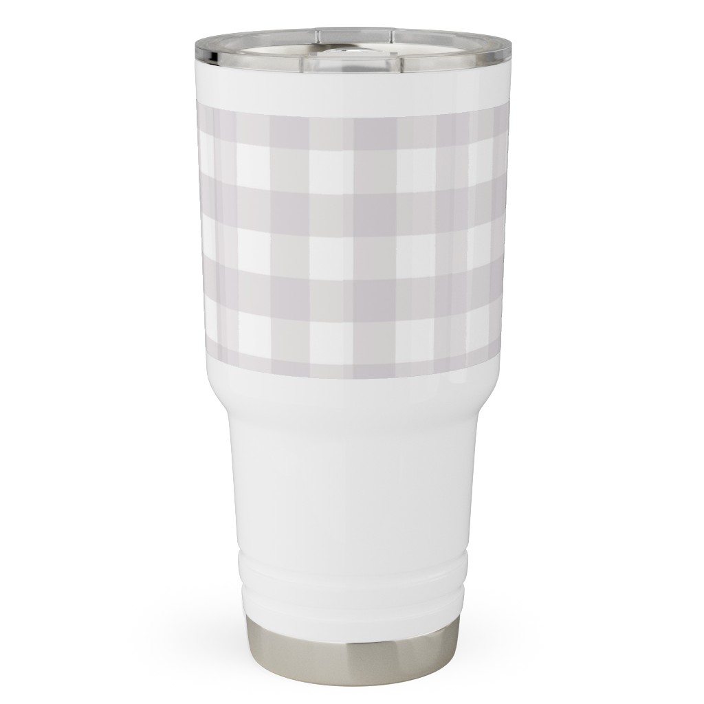 Gingham Check Travel Tumbler, 30oz, Gray