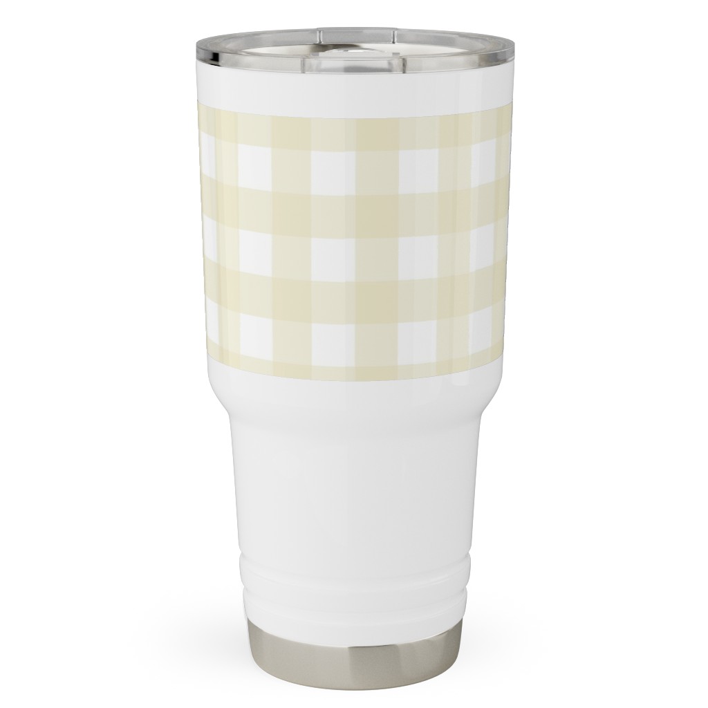 Gingham Check Travel Tumbler, 30oz, Yellow