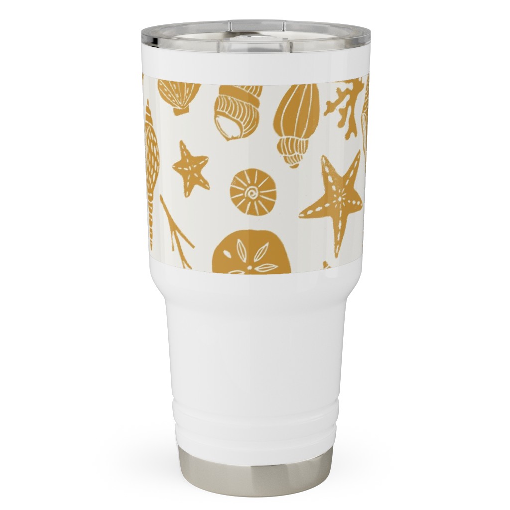 Seashells - Gold Travel Tumbler, 30oz, Yellow