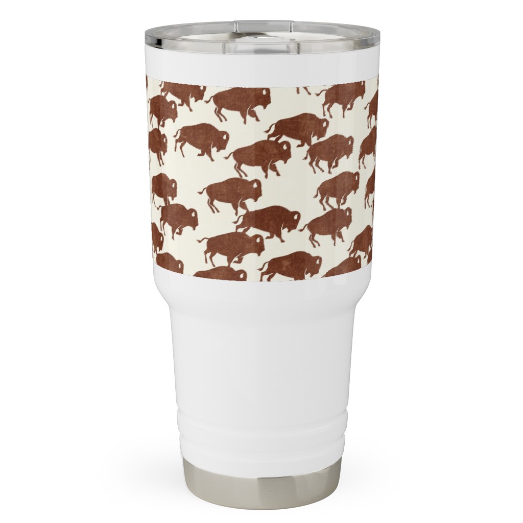 Bison Stampede - Brandywine Travel Tumbler, 30oz, Brown, Brown