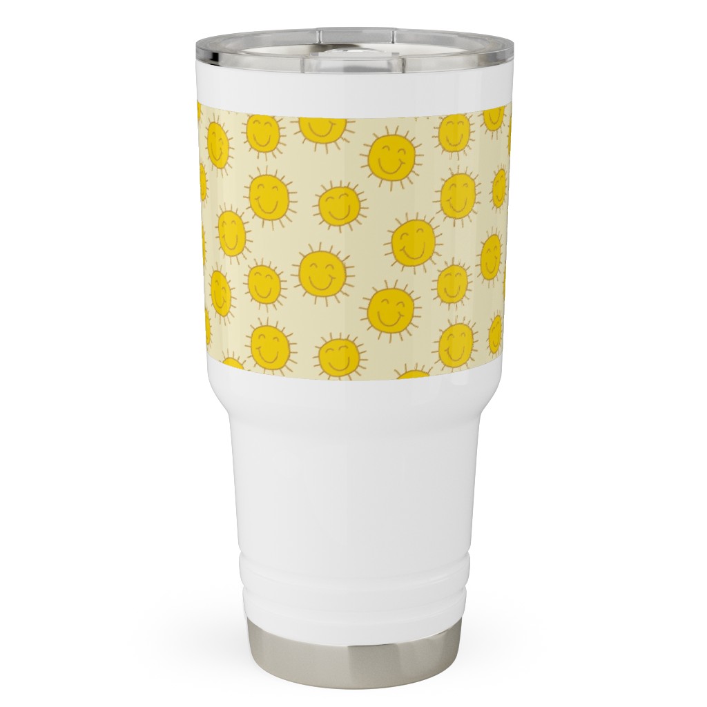 Happy Sunshine - Yellow Travel Tumbler, 30oz, Yellow