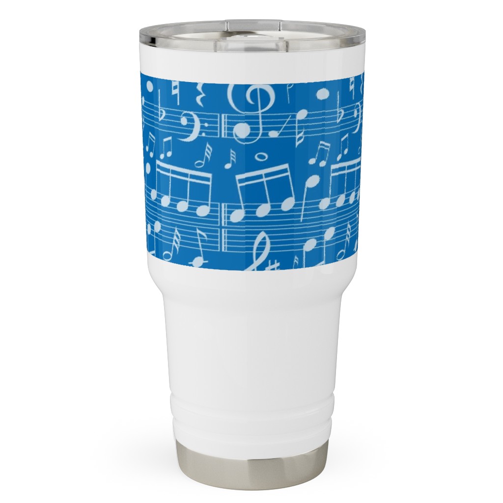 Music Notes - Blue Travel Tumbler, 30oz, Blue