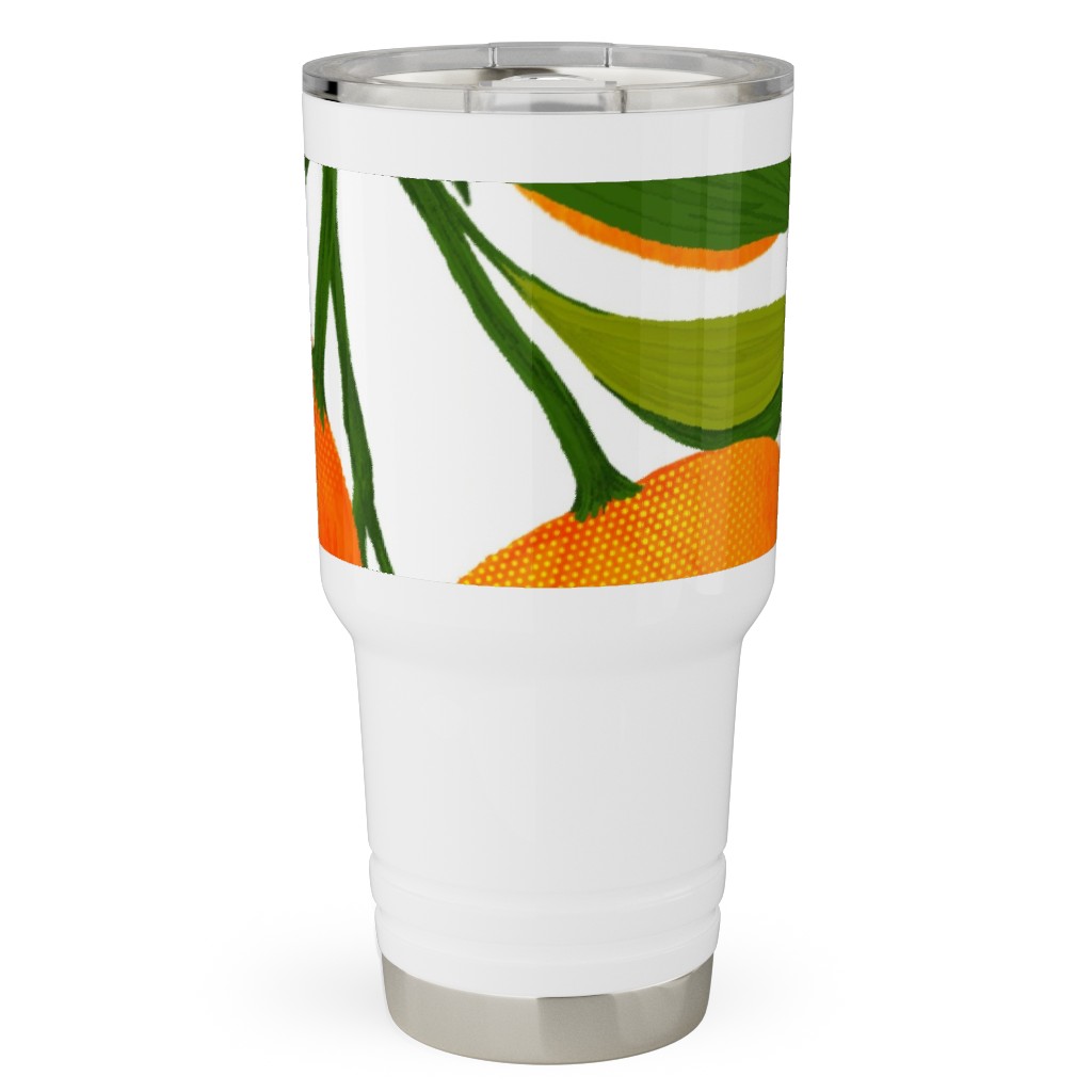 Tangerine Dreams - Orange on White Travel Tumbler, 30oz, Orange